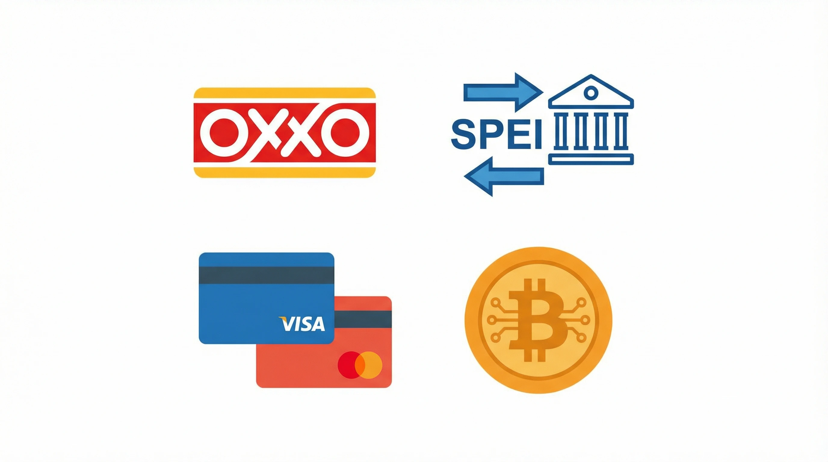 Métodos de pago OXXO SPEI tarjetas y criptomonedas