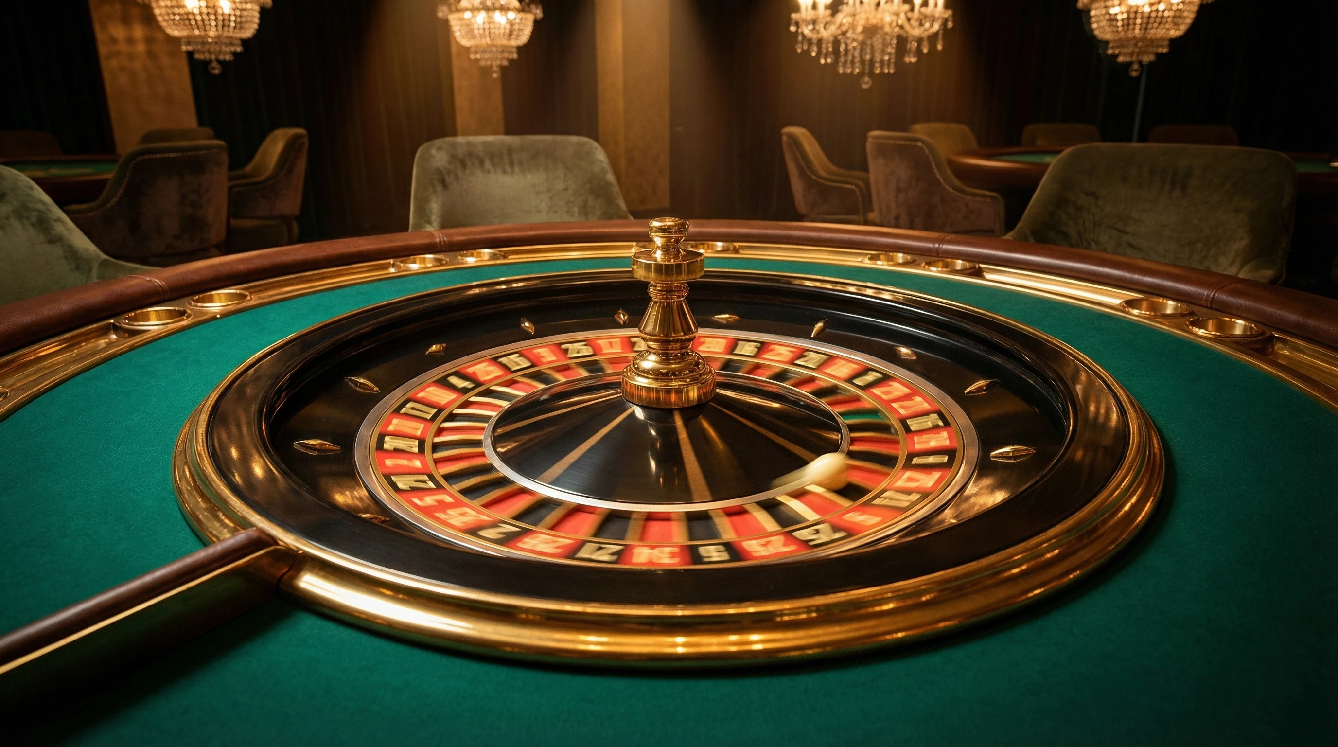Ruleta europea girando en casino de lujo